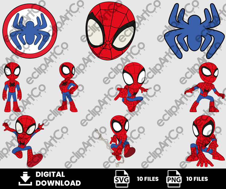 10 Clipart - Spidey and His Amazing Friends Svg, Spidey Svg, Peter Parker Svg, SpiderMan Svg, SuperHeroes Svg