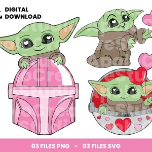03 Clipart - Valentines Day Baby Yoda