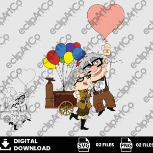 02 Clipart - Valentines Day Carl and Ellie Svg, Up Svg, Balloons Svg