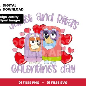 01 Clipart - Bluey - Janet and Ritas Galentines day