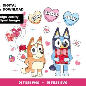 01 Clipart - Bluey And Bingo Valentines Day