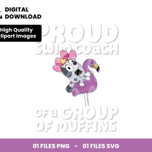 01 Clipart - Proud swim coach of a group of muffins
