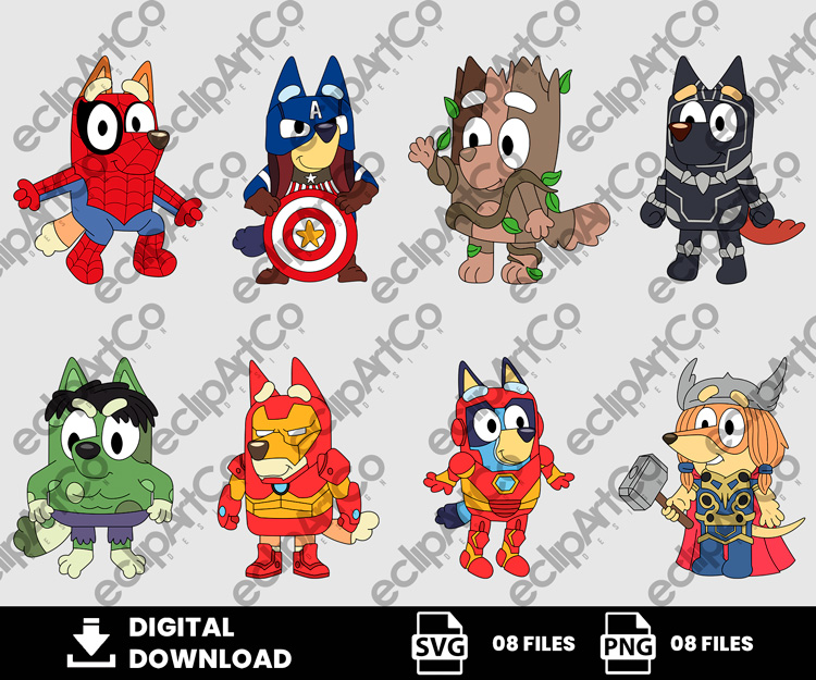 08 Clipart - Bluey Avengers Svg, Bluey Avengers Png, Bluey Png, Bluey Svg