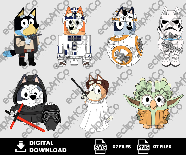 07 Clipart - Bluey Star Wars Png, Bluey Star Wars Svg, Bluey Png, Star Wars Png