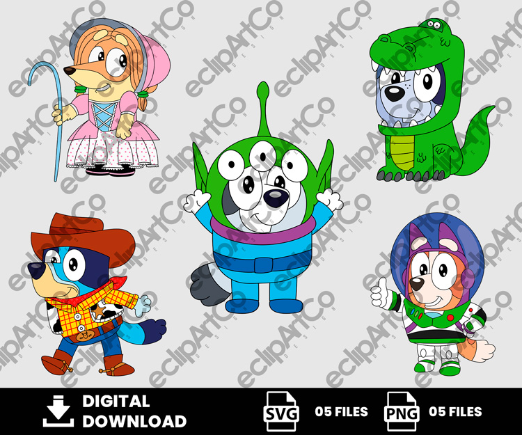 05 Clipart - Bluey Story Png, Bluey Story Svg, Toy Story Png, Toy Story Svg, Halloween