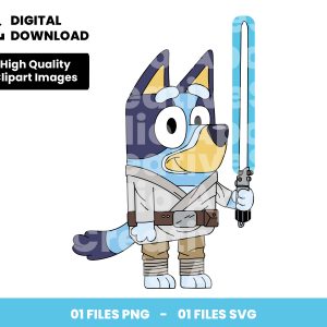 01 Clipart - Bluey Jedi, Svg, Bluey Star Wars