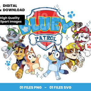 01 Clipart - Bluey Patrol - Bluey and PAW Patrol