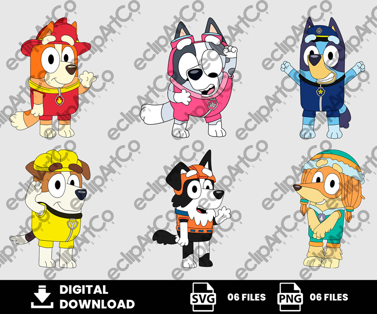 06 Clipart - Bluey Patrol Svg, Bluey Patrol Png, Bluey Svg, PAW Patrol Svg, Bluey Png