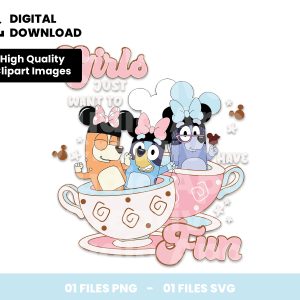 01 Clipart - Girls just want have Fun – Bluey, Nana and Chilli