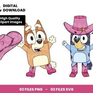 02 Clipart - Bingo And Bluey Cowboy Svg, Bluey Svg, Bingo Svg