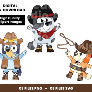 03 Clipart - Bluey Cowboy, Bingo Cowboy, Muffin Cow Boy, Png, Svg