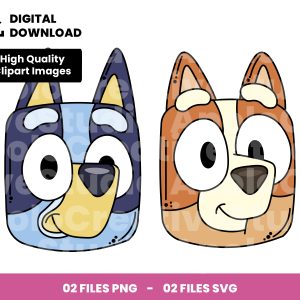 02 Clipart - Bluey and Bingo Faces