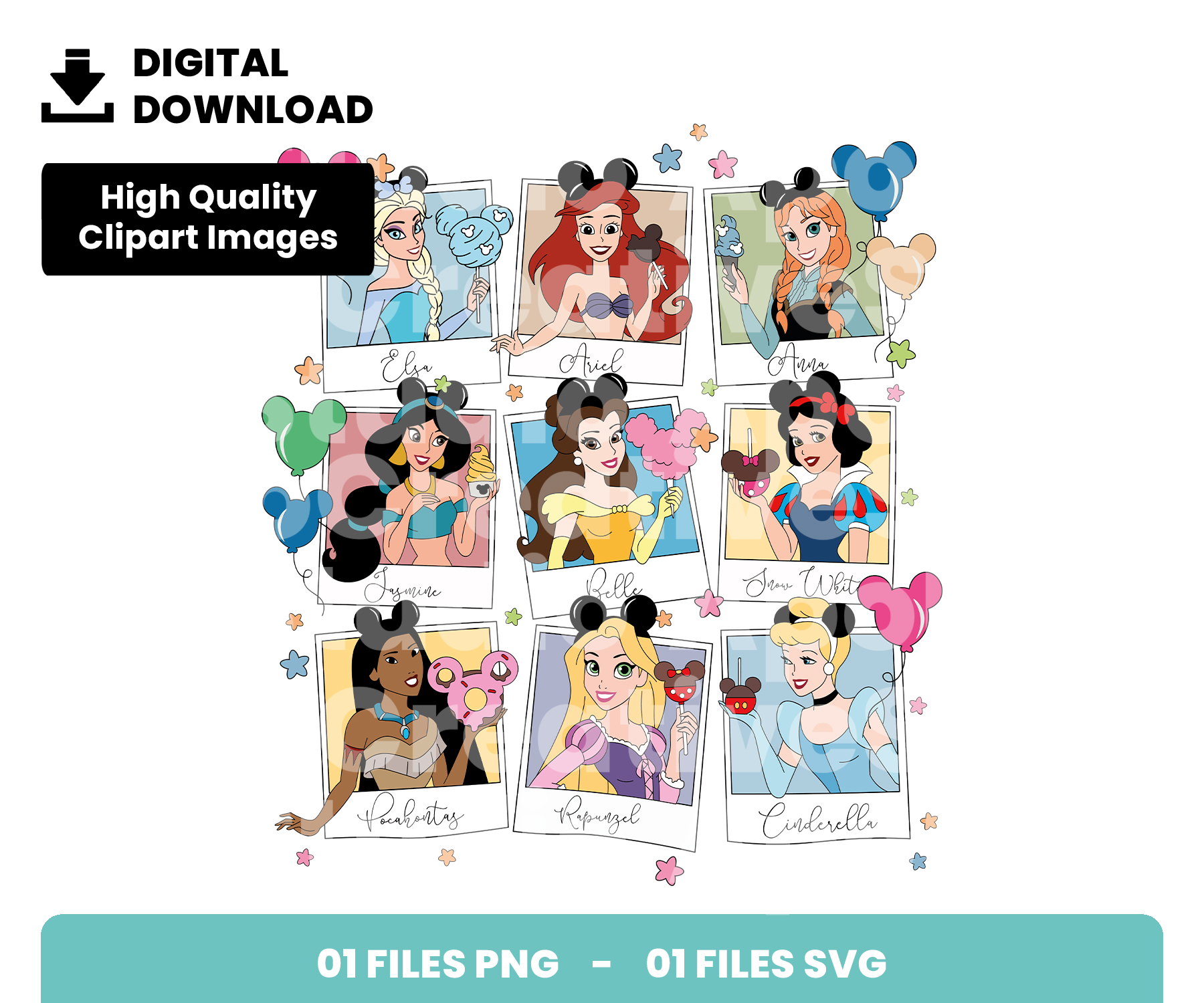 01 Clipart - Princess Mickey Disney