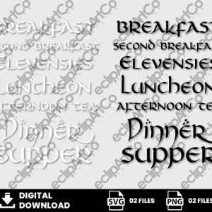 01 Clipart - Breakfast Second Breakfast Elevensies Luncheon Afternoon Tea Dinner Supper