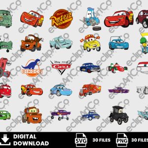 30 Clipart - Cars Svg, Cars Png, Lightning McQueen Png, Sally Png