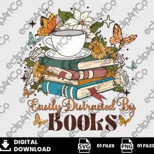 01 Clipart - Easily Distracted By Books