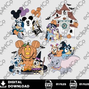 01 Clipart - Bluey and Bingo Halloween