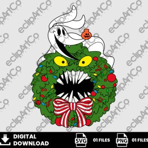 01 Clipart - Christmas Wreath Jack Png, Zero Christmas Png