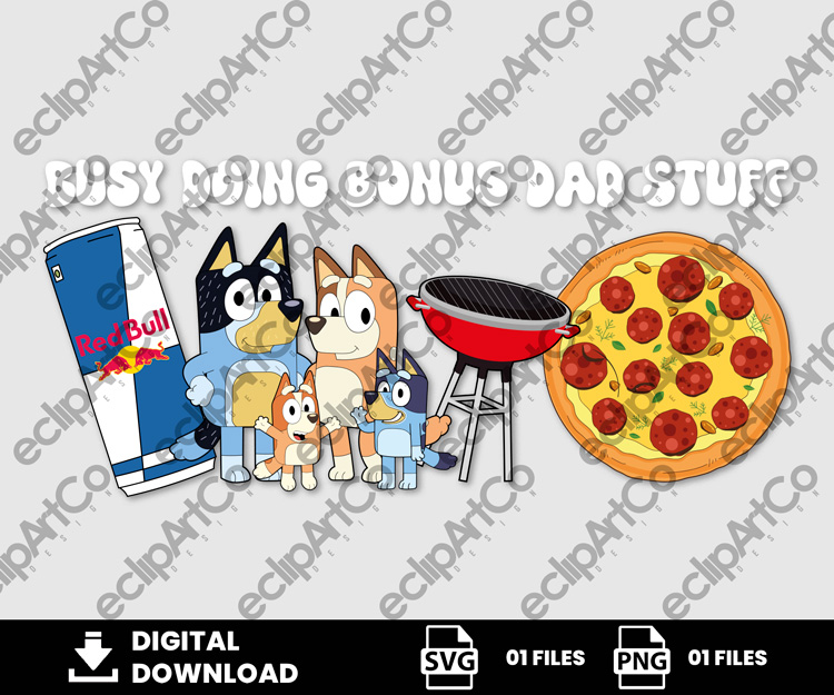 01 Clipart - Busy Doing Bonus Dad Stuff, Bluey