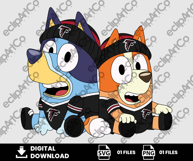 01 Clipart - Atlanta Falcons Bluey Png, Bluey and Bingo Png