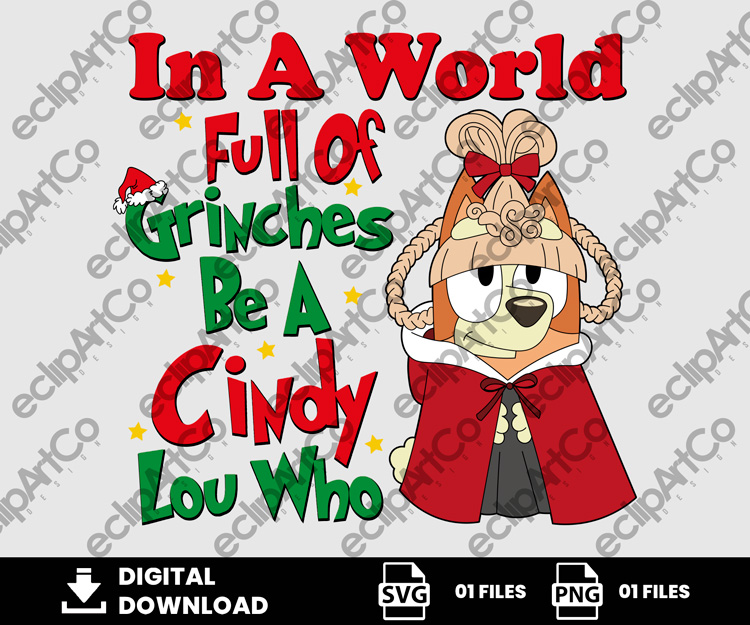 01 Clipart - Bluey Grinch Png, Bingo Cindy Lou Png, Christmas Png