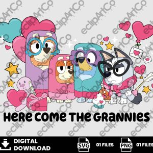 01 Clipart - Bluey – Here Come The Grannies Valentines Day
