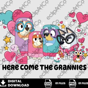 01 Clipart - Bluey – Here Come The Grannies Valentines Day