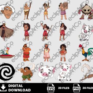 20 Clipart - Moana 2 Svg, Maui Svg, Moana Png, Heihei Moana Png, Pua Moana Png, Princess Svg