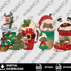01 Clipart - Santa Latte Png, Santa Latte Svg, Santa Png, Christmas Png