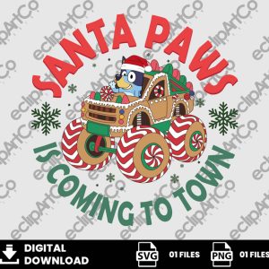01 Clipart - Santa Paws Is Coming To Town, Bluey Christmas