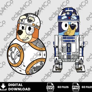 02 Clipart - Bluey Star Wars, Bingo Star Wars, BB8, R2D2, Star Wars Png, Star Wars Svg