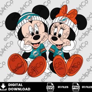 01 Clipart - Miami Dolphins, Mickey and Minnie Png