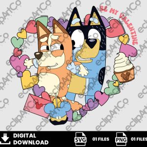 01 Clipart - Valentine Day Bluey Png, Valentine Day Bandit and Chilli Png, Valetines Day Png