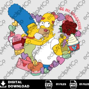 01 Clipart - Valentine Day Homer and Marge Png, Valentine Day The Simpsons Png, Valetines Day Png