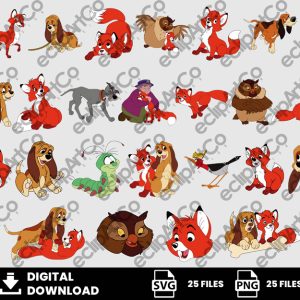 25 Clipart - The Fox and the Hound Svg, Tod Svg, Copper Svg, Vixey Svg