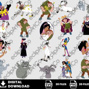 20 Clipart - Hunchback of Notre Dame Svg, Esmeralda Svg, Frollo Svg