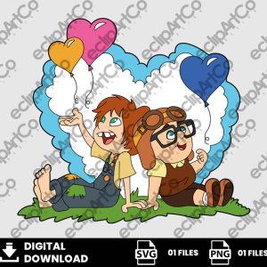 02 Clipart - Valentines Day Carl and Ellie Svg, Up Svg, Balloons Svg