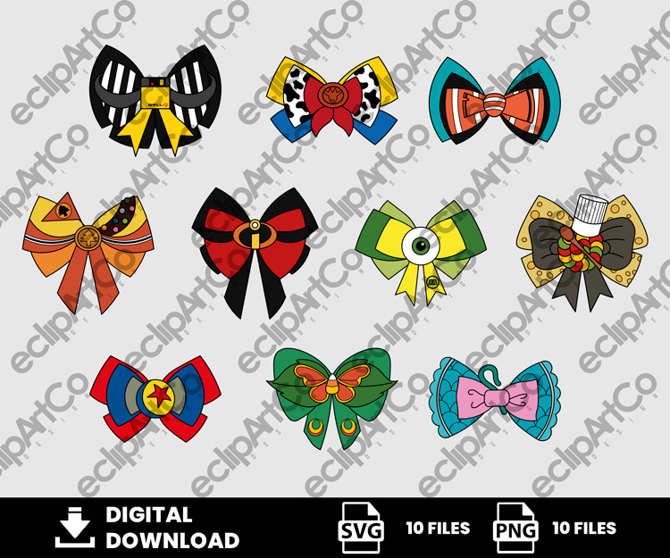 10 Clipart - Disney Pixar Bows Svg, Bows Movies Svg, Bows Svg, Movies