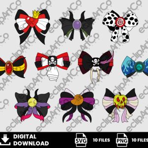 10 Clipart - Disney Villains Bows Svg, Villains Svg, Princess Svg, Bows Svg, Movies Svg