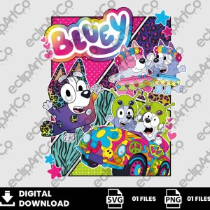01 Clipart - Bluey and Lisa Frank - Muffin and Socks