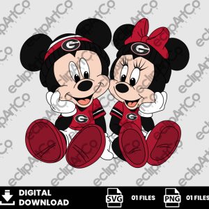01 Clipart - Georgia Bulldogs, Mickey and Minnie Png