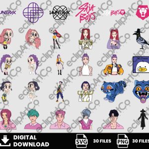 30 Clipart - KPop Demon Hunters Png, KPop Demon Hunters Svg, Huntrix Png, Saja Boys Png