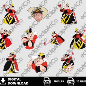 10 Clipart - Villains Svg, Queen of Hearts Svg, Queen of Hearts Png, Alice in Wonderland Svg, Alice in Wonderland Png