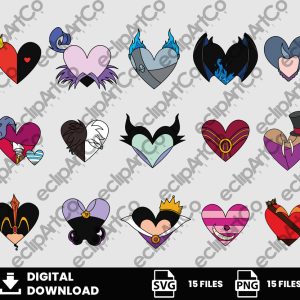 15 Clipart - Villains Valentines Day Svg, Villains Hearts Png, Villains Svg, Villains Png, Valentines Day Png, Villains Valentines Day Svg