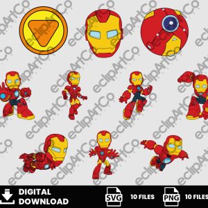 10 Clipart - Iron Man and his Awesome Friends Svg, Iron Man Png, Iron Man Svg, SuperHeroes Svg