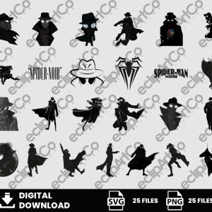 25 Clipart - SuperHeroes Svg, Spiderman Noir Clipart, Spider Noir Clipart, Heroes, SpiderMan Svg, SpiderMan Png