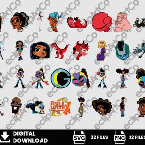 32 Clipart - SuperHeroes Svg, Moon Girl Png, Moon Girl Svg, Mavel Png, Cutting Files, Cricut, Silhouette, Sublimation, Digital Download