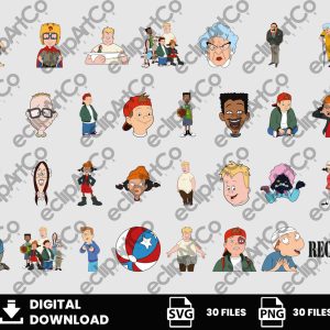 30 Clipart - Recess SVG, Recess PNG, Recreo Png, Clipart, Recess Characters, Digital Files, Cartoon Png, Digital Download