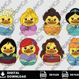 08 Clipart - Princess Rubber Ducks Png, Ducks Svg, Duck Png, Princess Png, Patos de Goma Png, SVG, PNG, Clipart, Cut Files, Digital Download