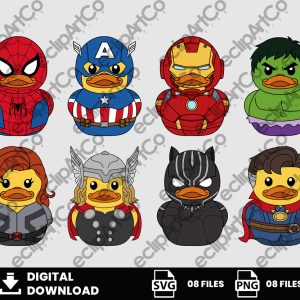 08 Clipart - Superheroes Rubber Ducks Png, Ducks Svg, Duck Png,Heroes Png, Patos de Goma Png, SVG, PNG, Clipart, Cut Files, Digital Download